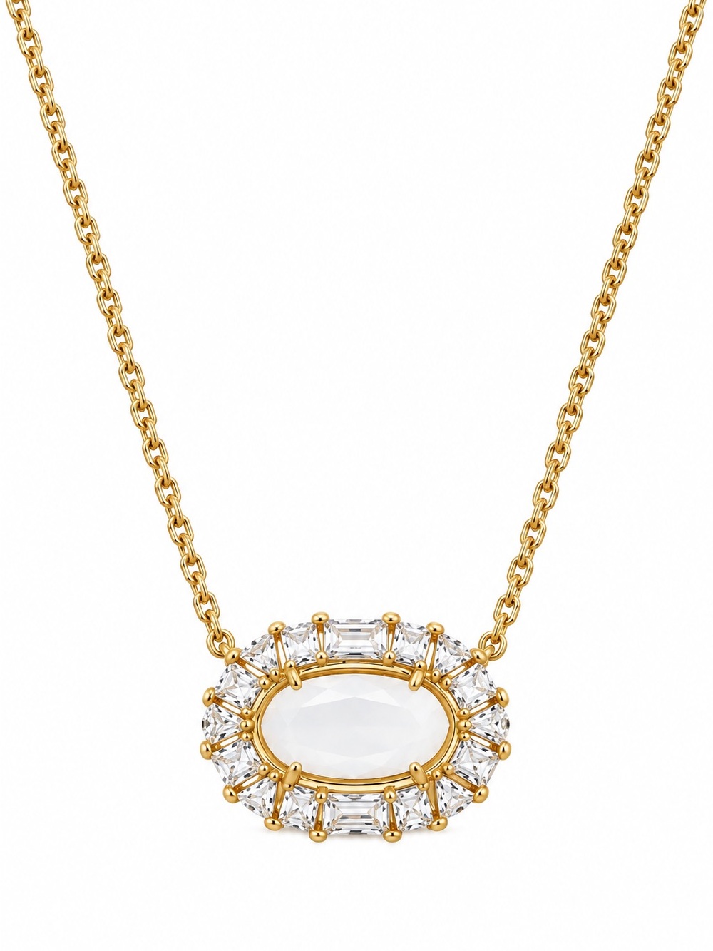 Kendra Scott Elisa Crystal Frame Ivory Mother-of-Pearl Gold Necklace
